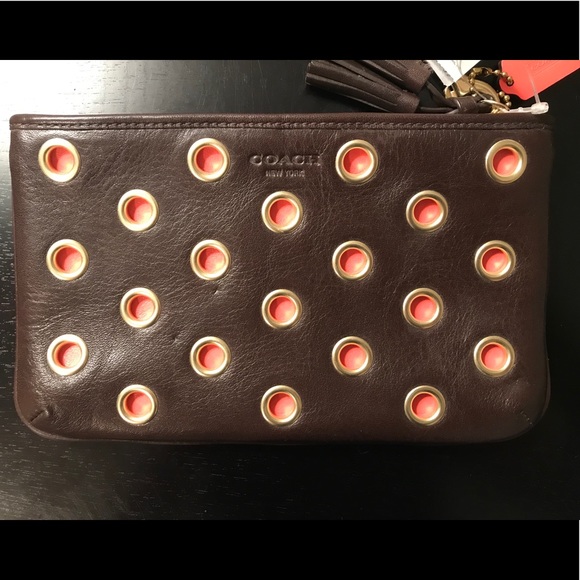 Authentic Coach Wristlet / Clutch Brown and Orange - Picture 4 of 4